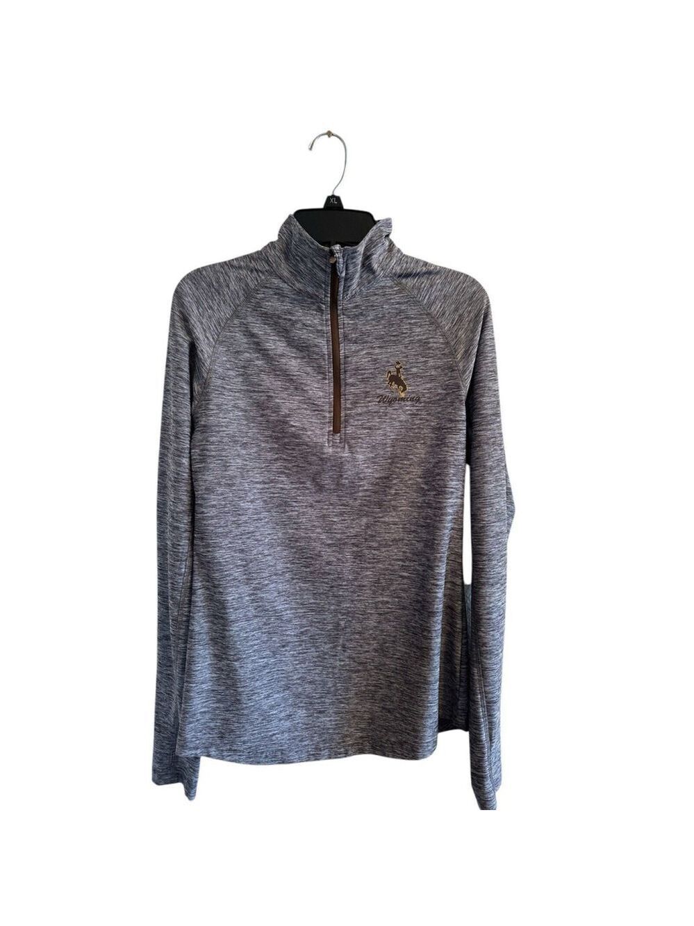 Wyoming Cowboys Activewear Top Womens Small Gray 1/4 Zip University Logo Horse
